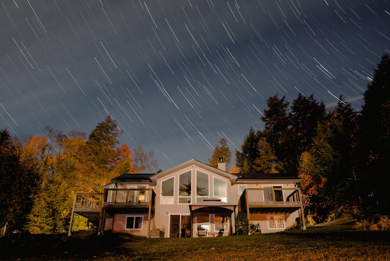 The Art of Drawing Readers In: Your attractive post title goes here Beautiful modern house surrounded by nature with a clear view of star trails at night.